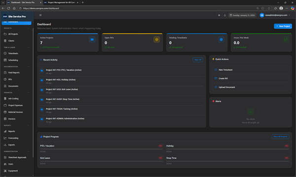 Site Service Pro Dashboard